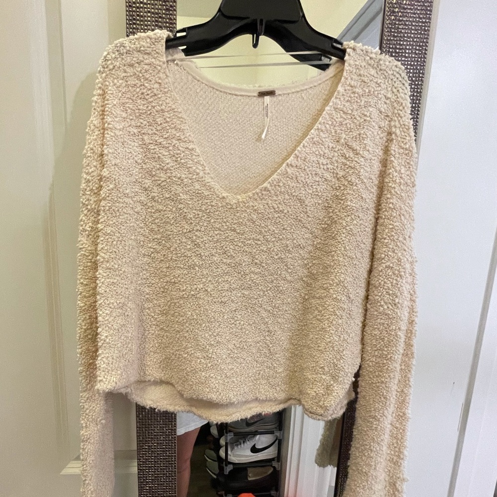 Free people textured cropped sweater